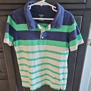 Carter's Kids Polo with Green, Blue, and White Stripes
